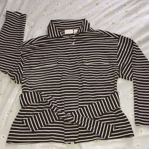 CHICOS Striped Zip Up Jacket